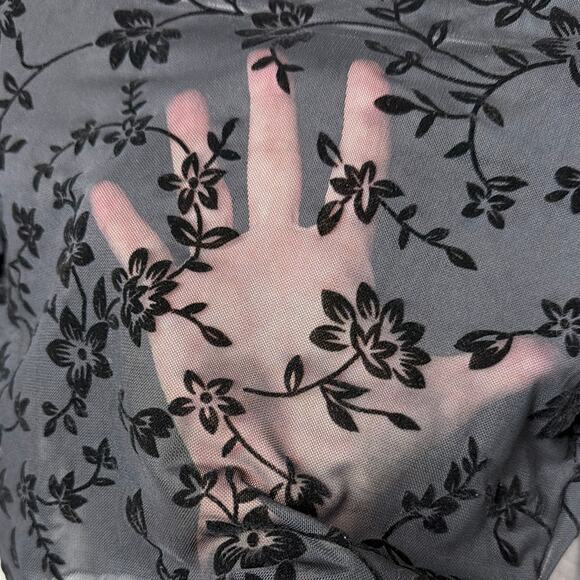 Sheer Floral Crop Top Black Size S Burnout Floral Design Whimsygoth Fairygrunge - Picture 2 of 5
